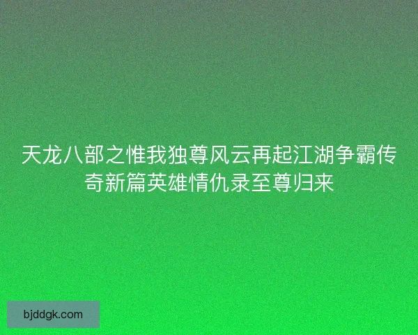 天龙八部之惟我独尊风云再起江湖争霸传奇新篇英雄情仇录至尊归来